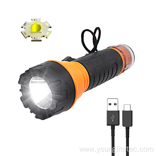 rechargeable rubber plastic waterproof 5W LED flashlight